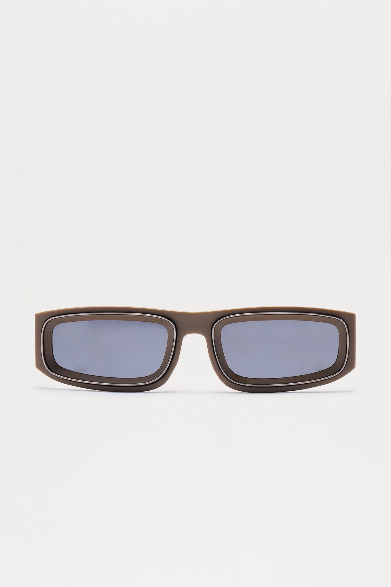 Smile Square Sunglasses - Brown Product Image