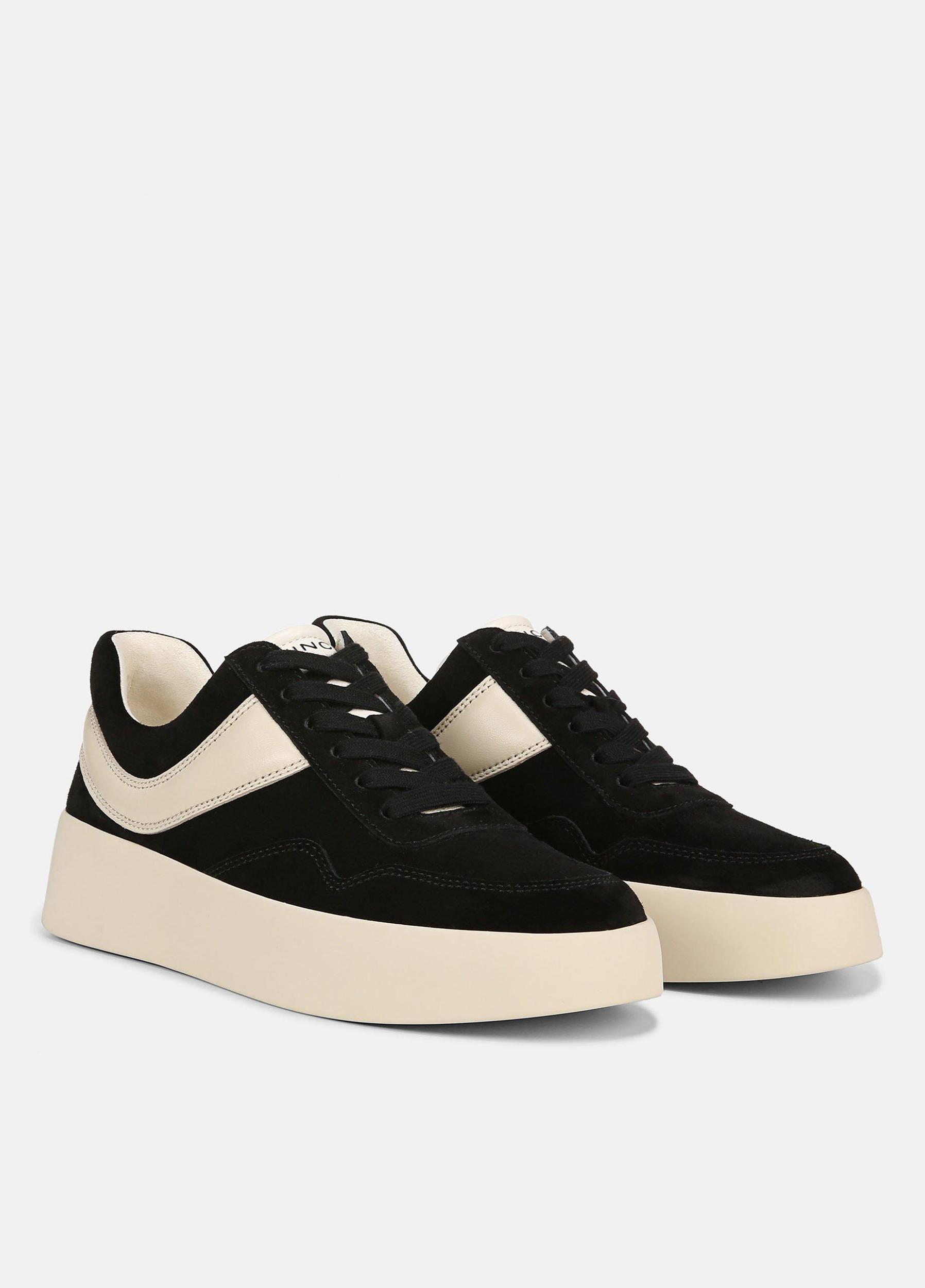 Womens Warren Court Leather Sneaker, Black, Size 6 Vince Product Image