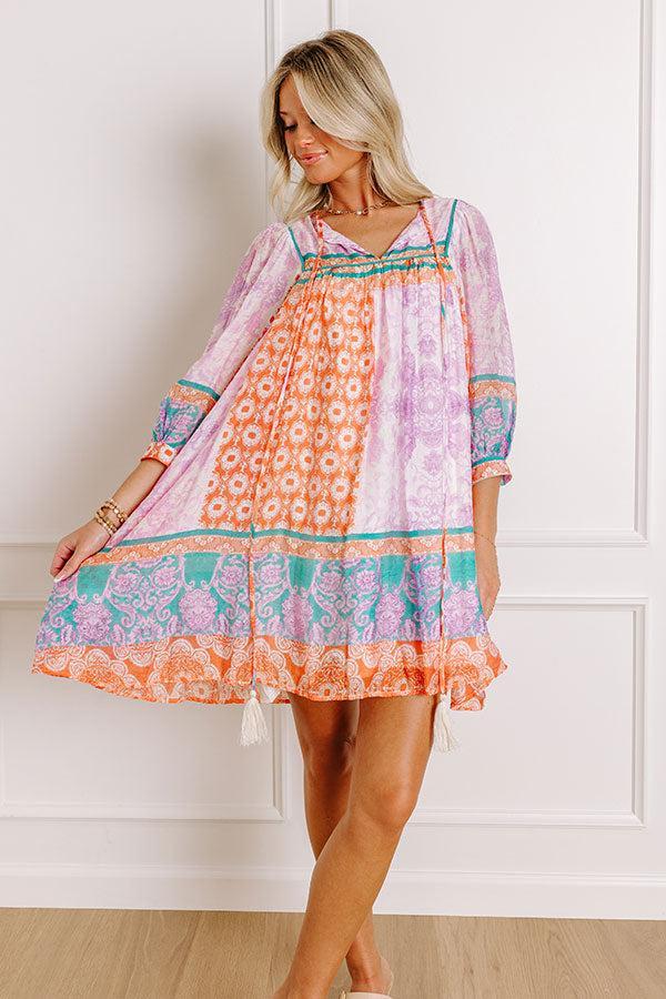 Boho Babe Color Block Floral Mini Dress in Violet Product Image