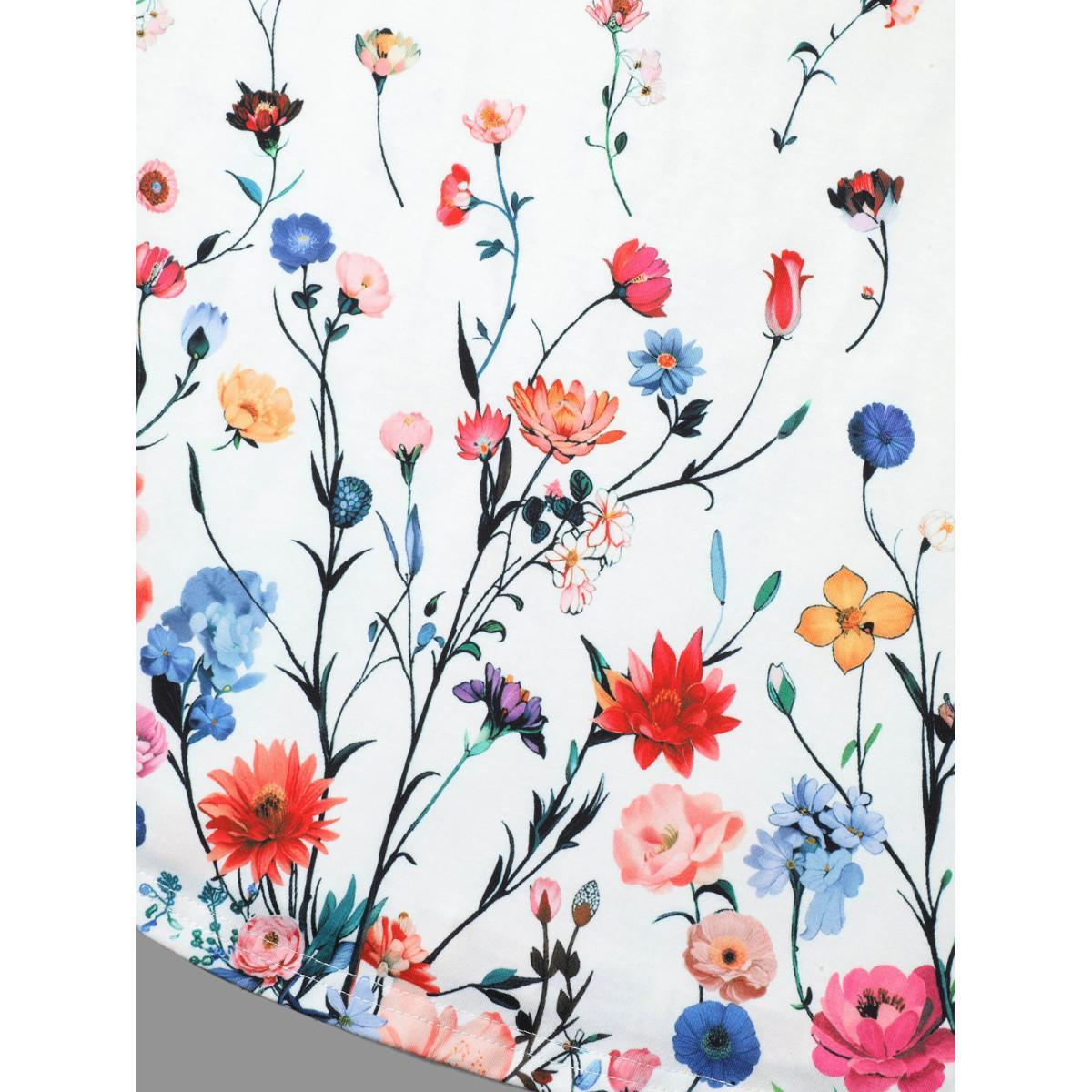 Plus Size Blooming Flowers Print Stretchy Vest Women WhiteSmoke Elegant Non V-neck Everyday Tank Tops Camis BloomChic 22-24/3X Product Image