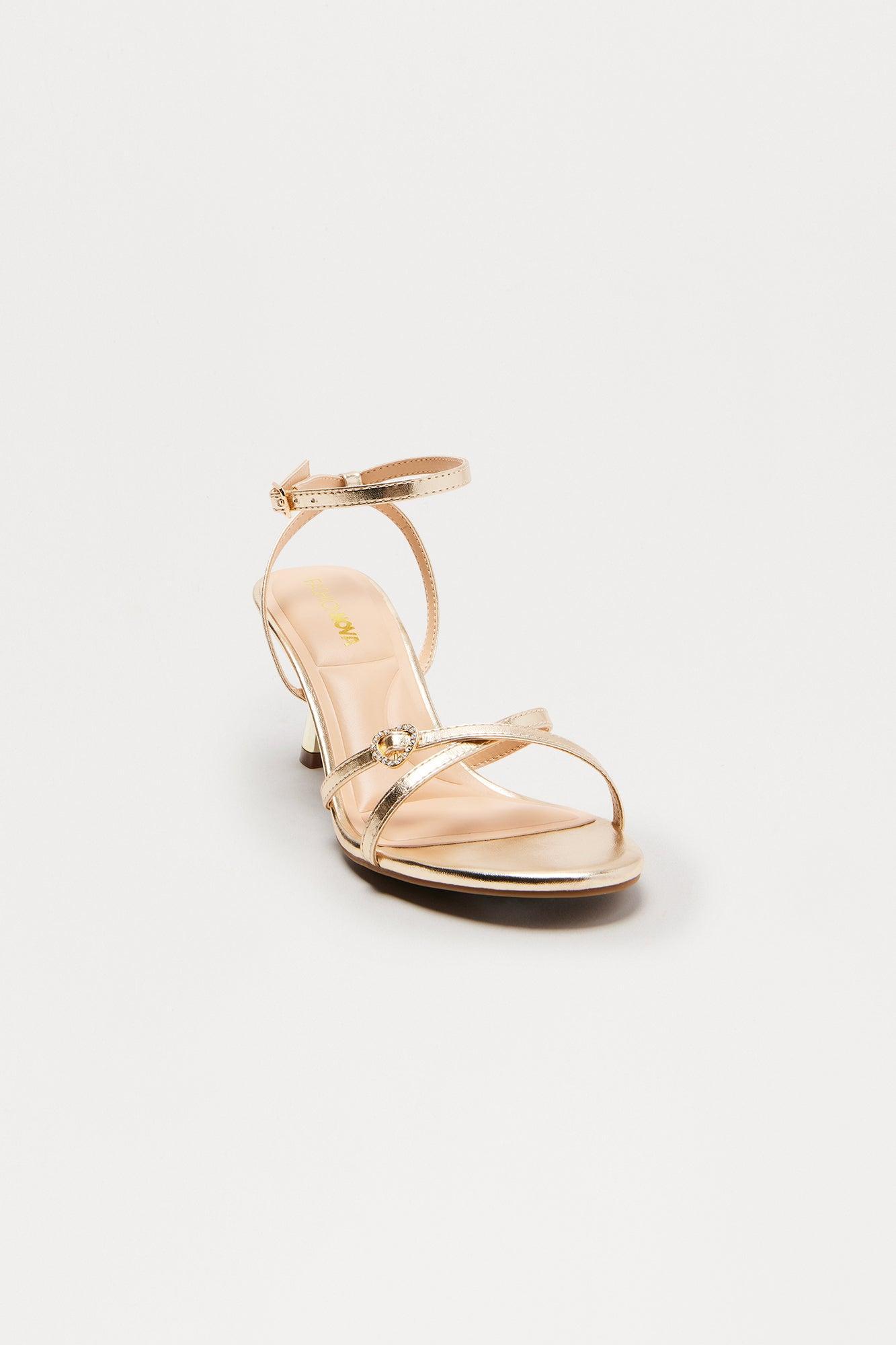 Stillar Ankle Strap Heels - Gold Product Image