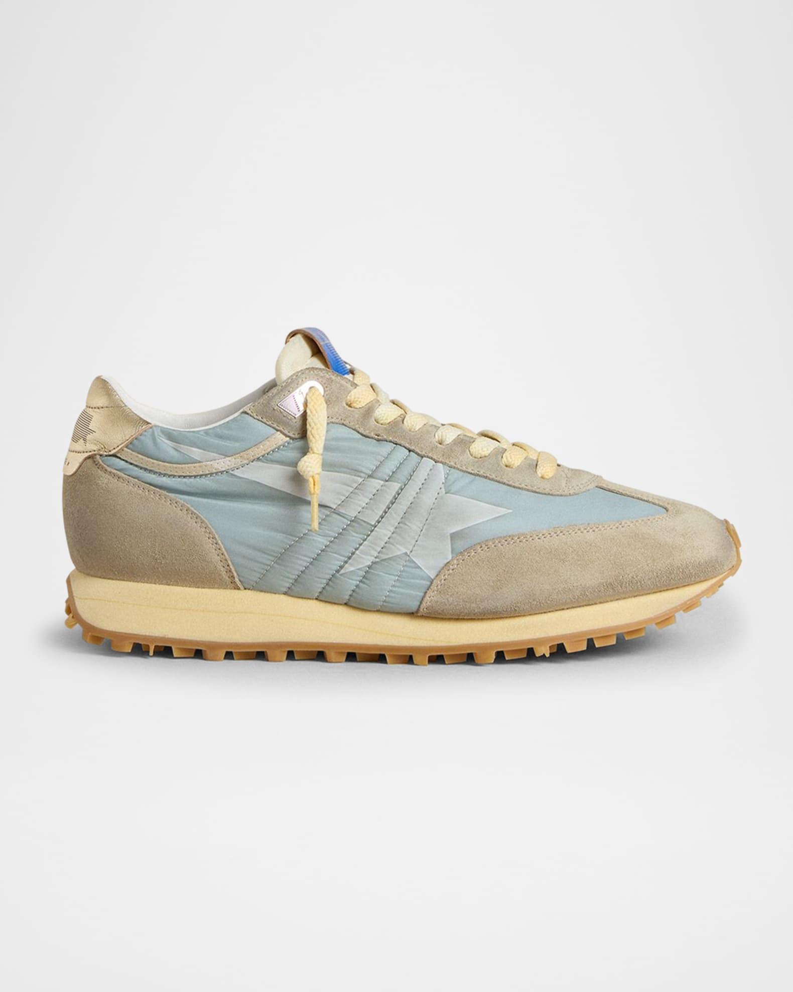 Men's Nylon and Suede Running Marathon Sneakers Product Image