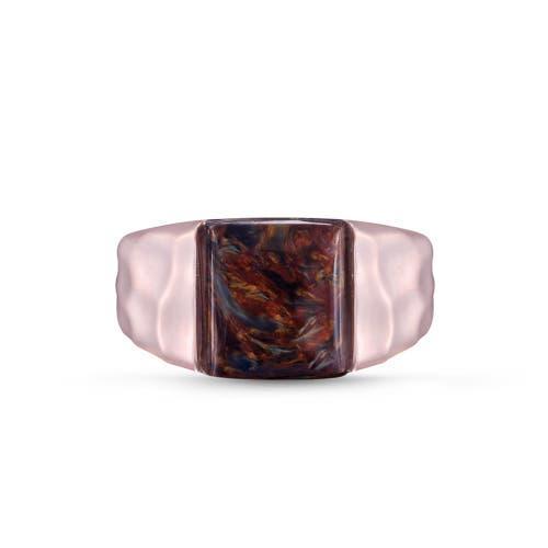 LuvMyJewelry Red Pietersite Textured Sterling Silver Men Signet Ring in 14Kt Rose Gold Vermeil at Nordstrom, Size 9.5 Product Image