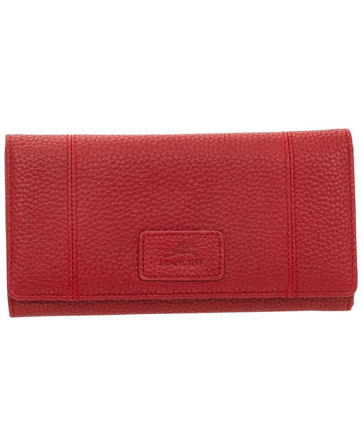 Mancini Womens Pebbled Collection Rfid Secure Trifold Wing Wallet Product Image