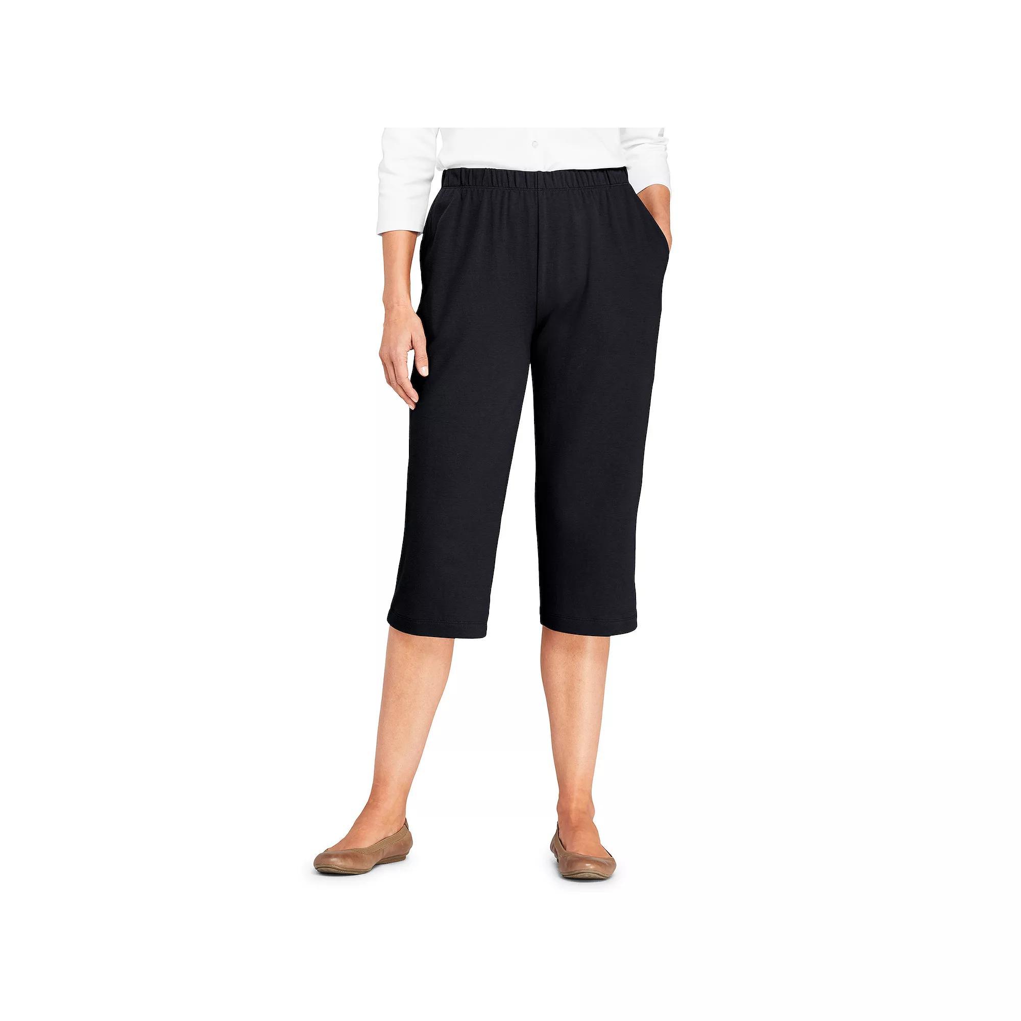 Women's Lands' End Sport High Waist Pull-On Capri Pants, Size: XL Tall, Black Product Image