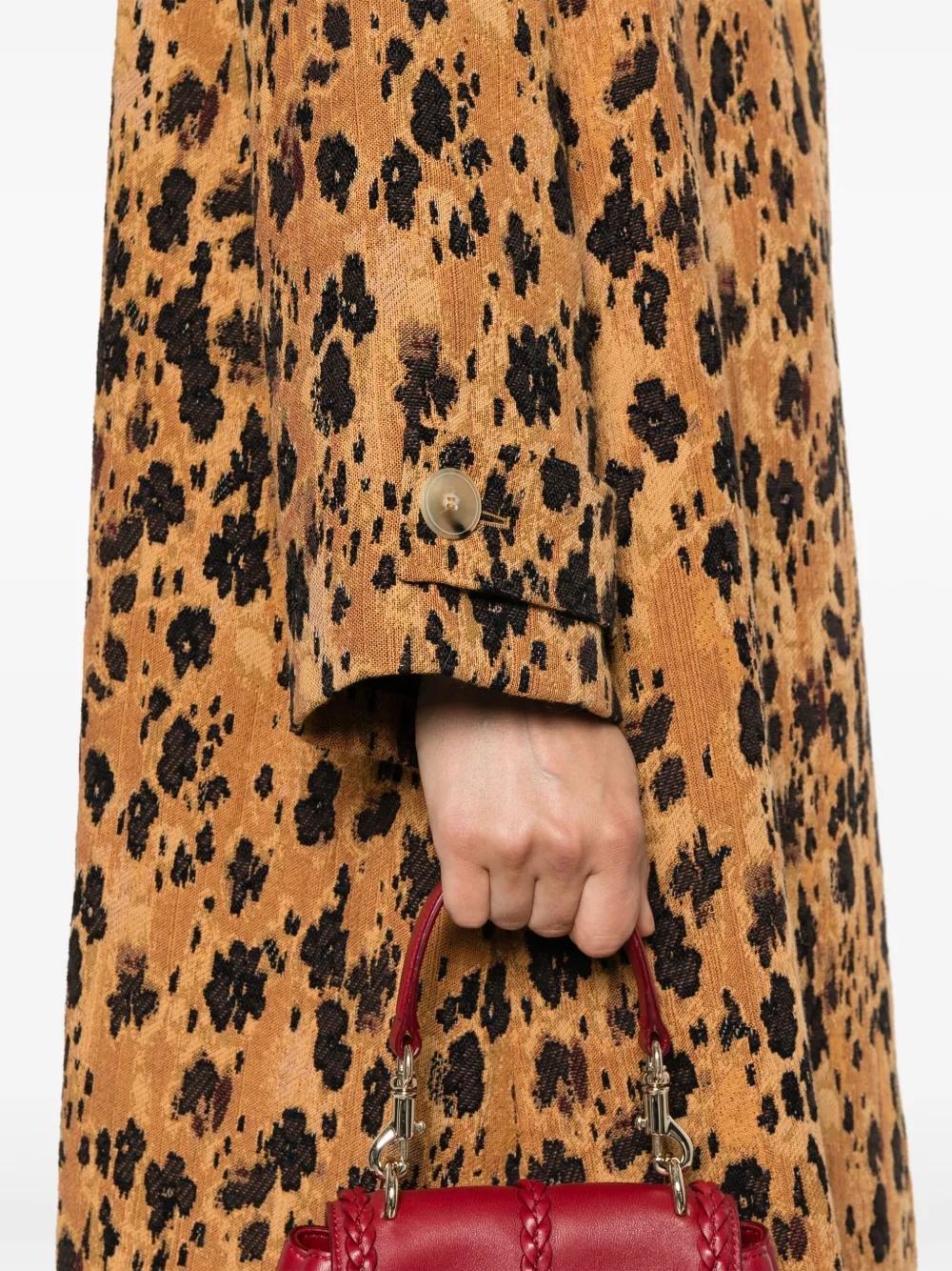 leopard-print jacquard coat Product Image
