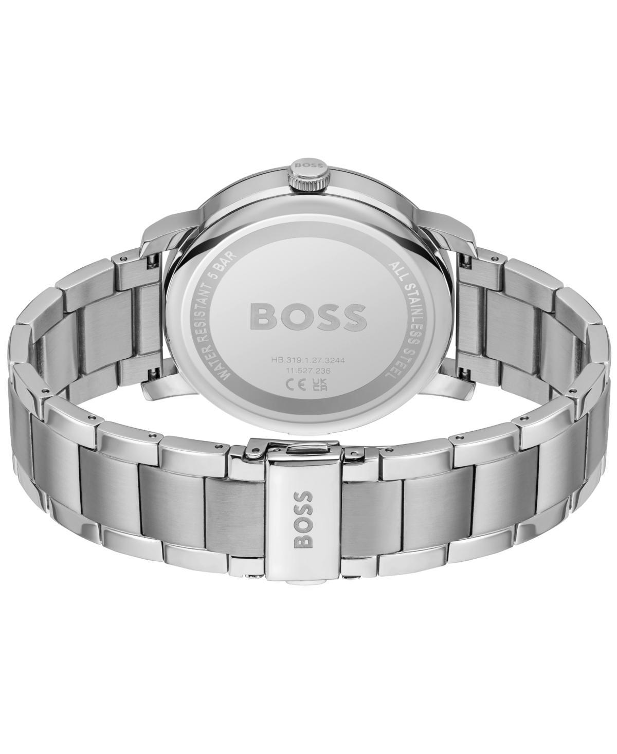 HUGO BOSS Men's Contender Quartz Multifunction Silver-tone Stainless Steel Watch 44mm In Assorted-pre-pack Product Image