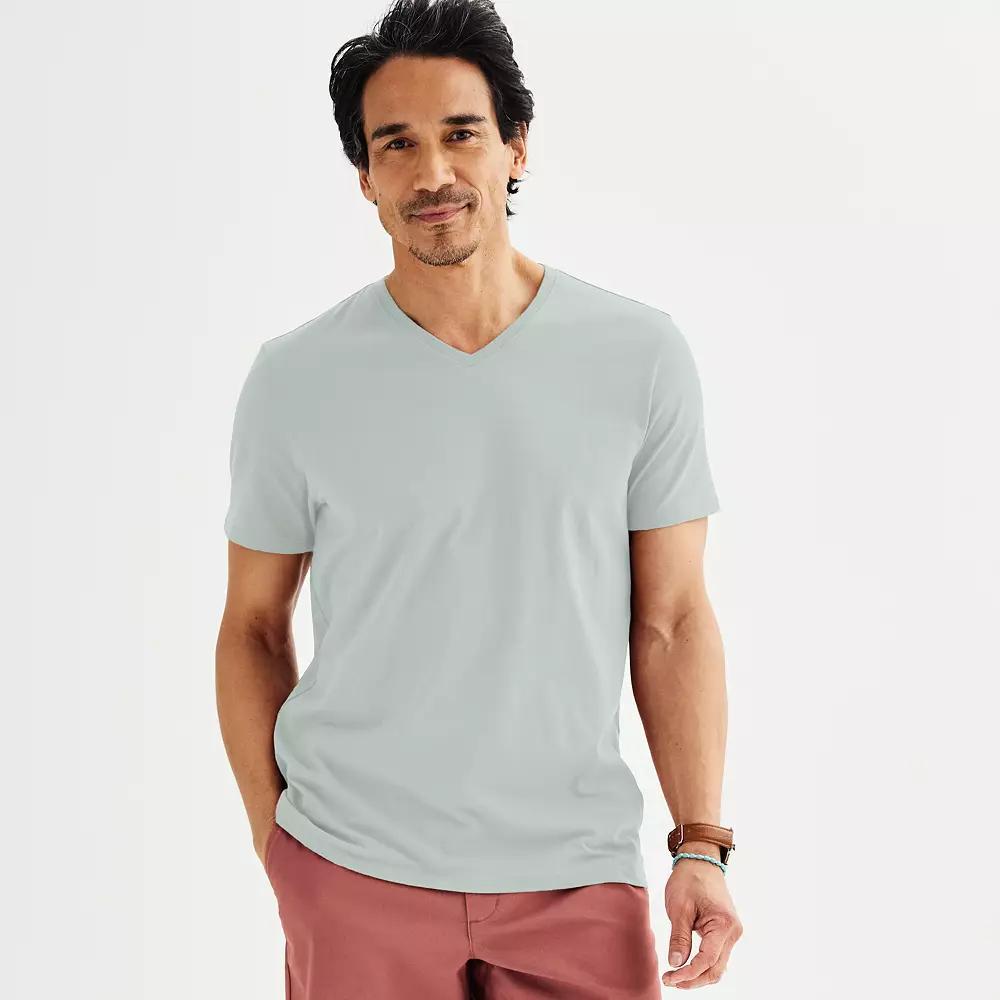 Men's Apt. 9® Premier Flex Short Sleeve V-Neck Tee, Size: Small, Gray Inlay Product Image
