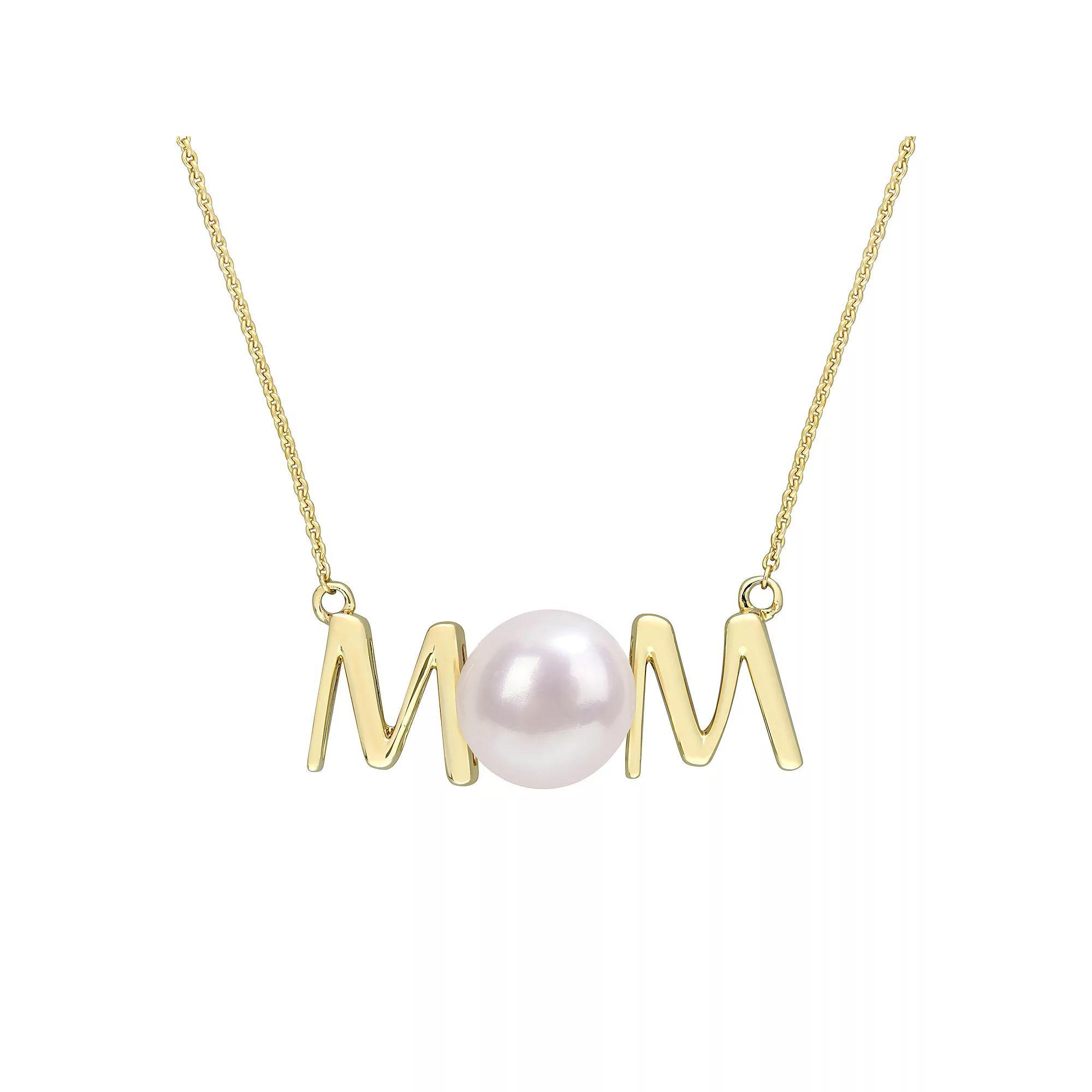 Stella Grace 10k Gold Freshwater Cultured Pearl Mom Necklace, Women's, Size: 17" Product Image