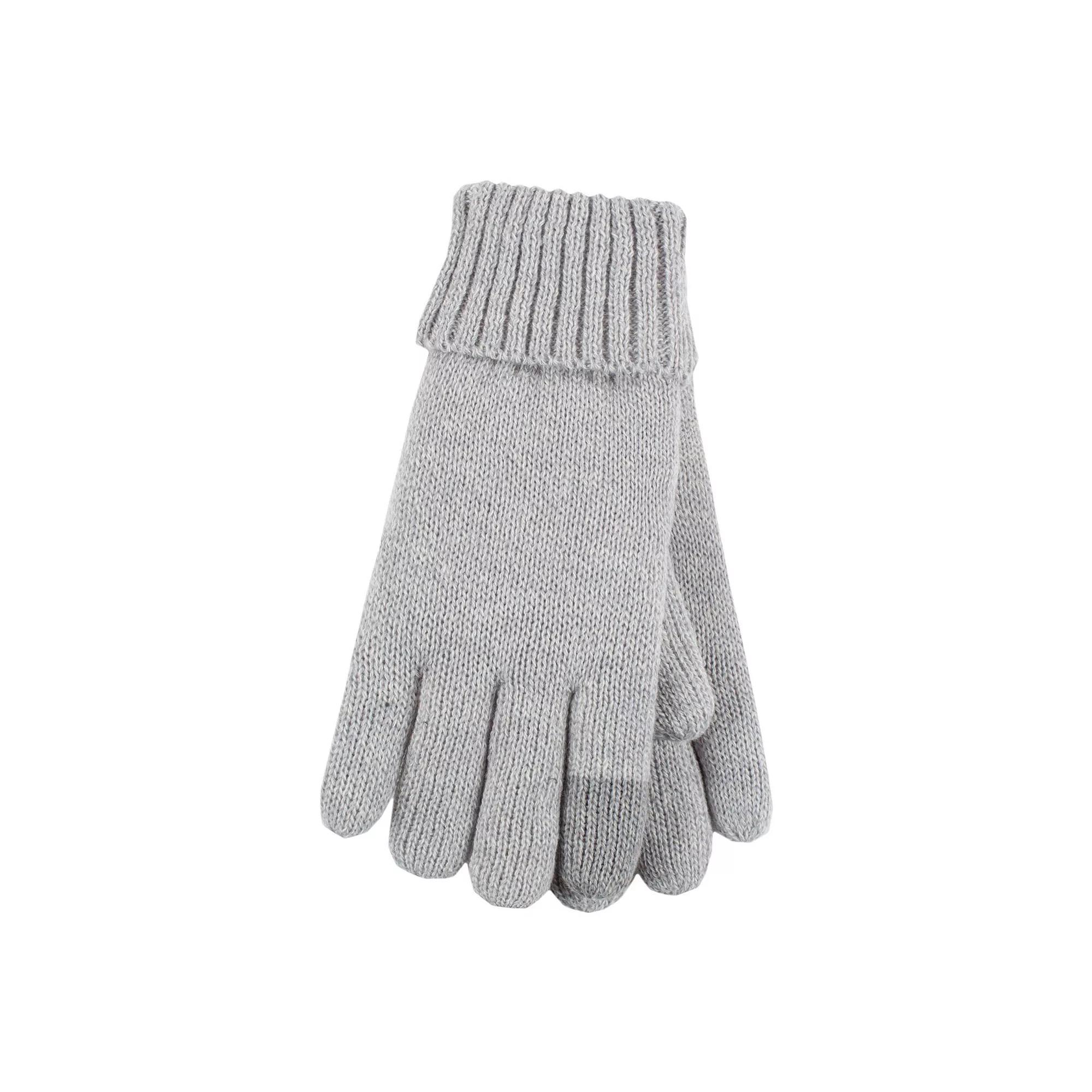 Women's Heat Holders Heatweaver Flat Knit Touchscreen Gloves, Size: Large-XL, Cloud Gray Product Image