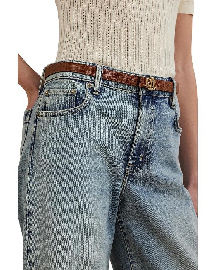 Women's Lauren Ralph Lauren Petite High-Rise Wide-Leg Cropped Jeans Product Image
