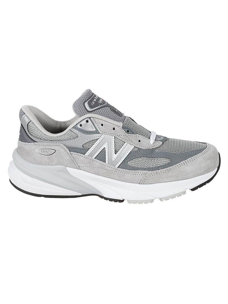 NEW BALANCE Grey Low Top Sneakers With Logo Detail In Suede And Tech Fabric Man Product Image