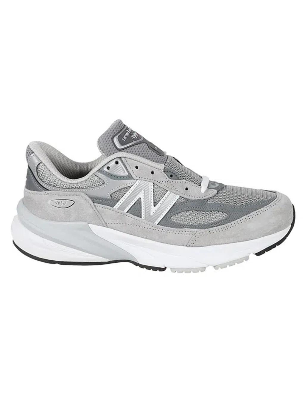 NEW BALANCE Grey Low Top Sneakers With Logo Detail In Suede And Tech Fabric Man Product Image