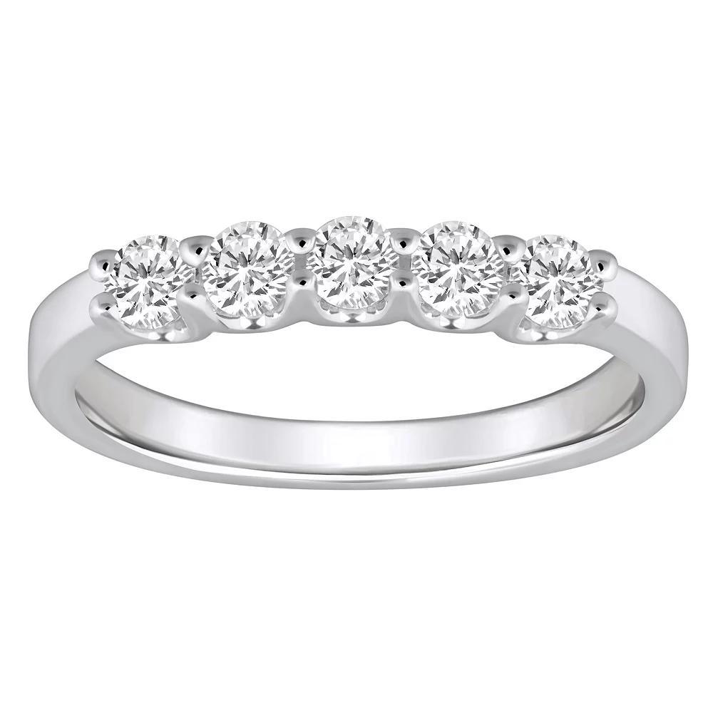 Alyson Layne 14k Gold 1/2 Carat T.W. Diamond 5-Stone Wedding Band, Women's, Size: 8, Pink Product Image