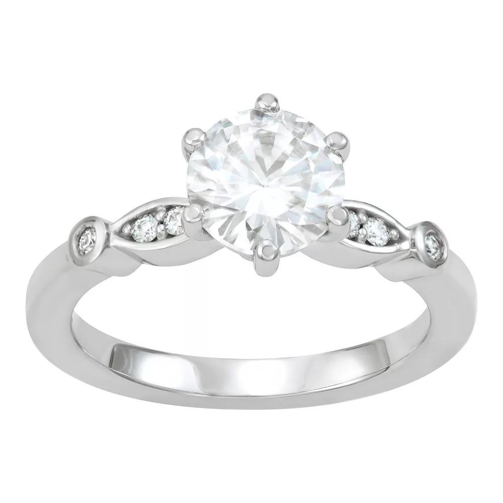 Charles & Colvard 14k White Gold 1 5/8 Carat T.W. Lab-Created Moissanite Engagement Ring, Women's Product Image