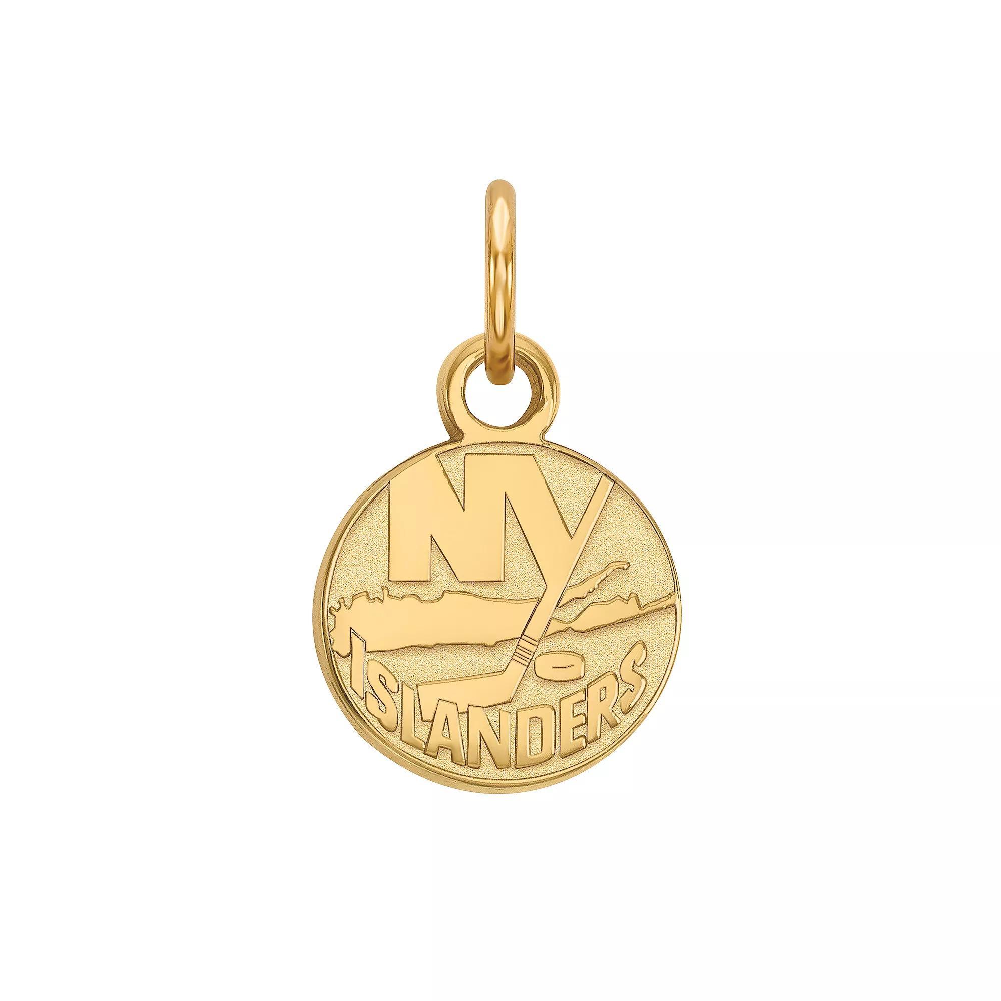 LogoArt New York Islanders Sterling Silver Mini Logo Disc Pendant, Women's, Size: 9MM, Gold Tone Product Image