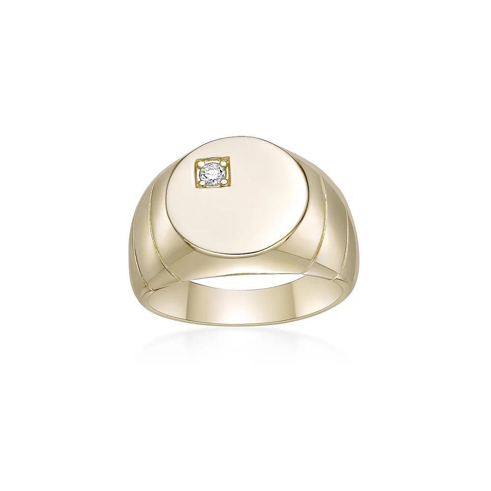 Gemminded 18k Gold Over Silver Lab-Grown Diamond Accent Signet Ring, Women's, Size: 7, Gold Tone Product Image