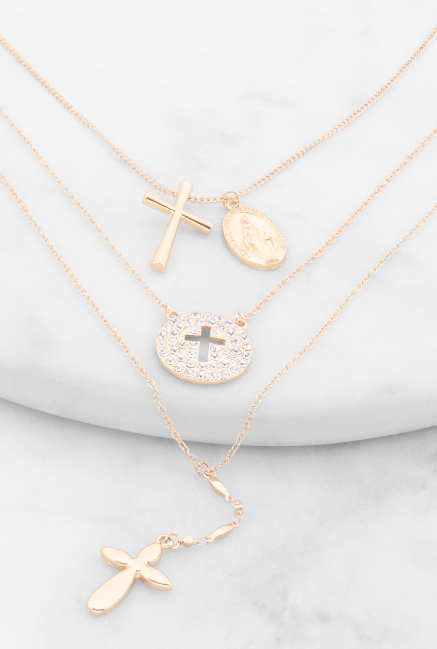 Clover Cross Charm Chain Bracelet Trio Female Product Image