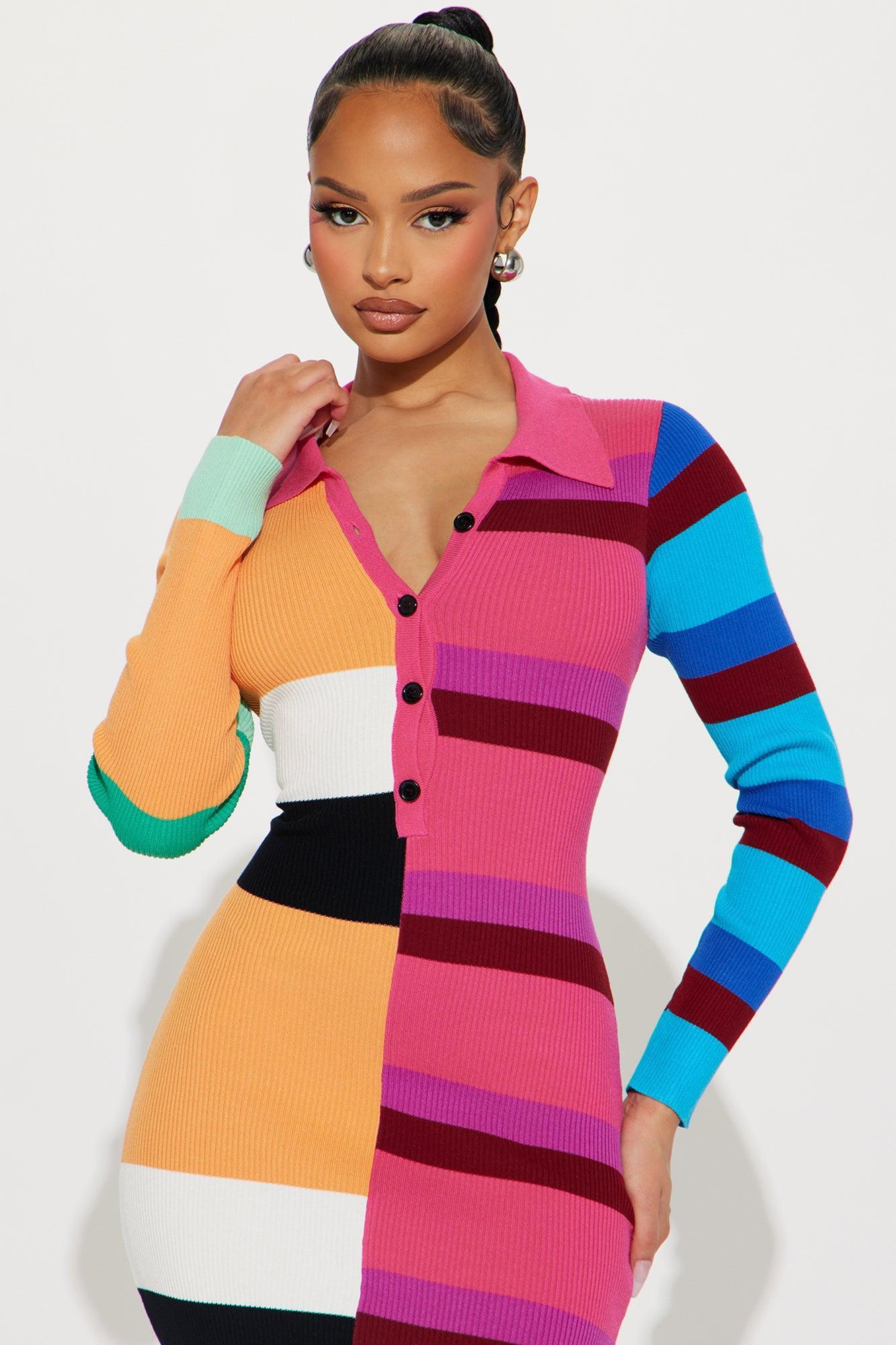Peri Striped Sweater Maxi Dress - Multi Color Product Image