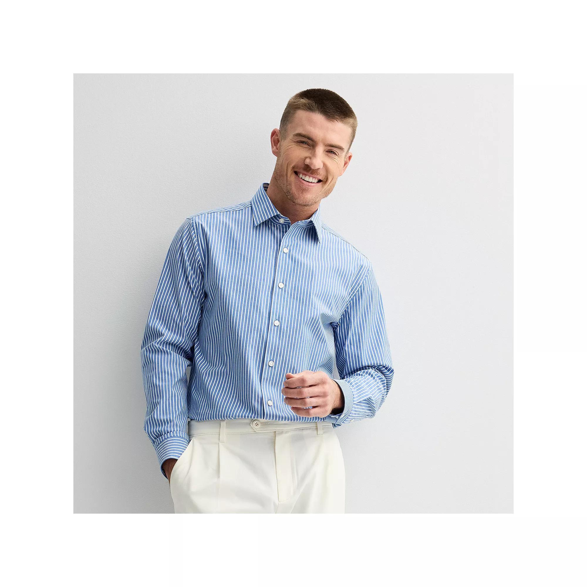 Men's Apt. 9® Premier Flex Regular-Fit Wrinkle Resistant Dress Shirt, Size: XL-34/35, Snorkel Blue Stripe Product Image