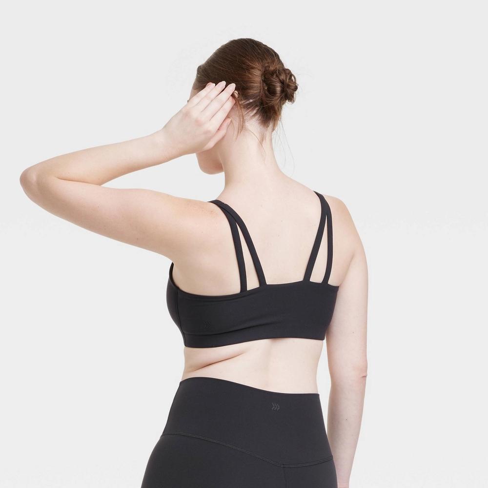 Womens Everyday Soft Light Support Strappy Sports Bra - All In Motion Black S: Moisture Wicking, Quick Drying Product Image