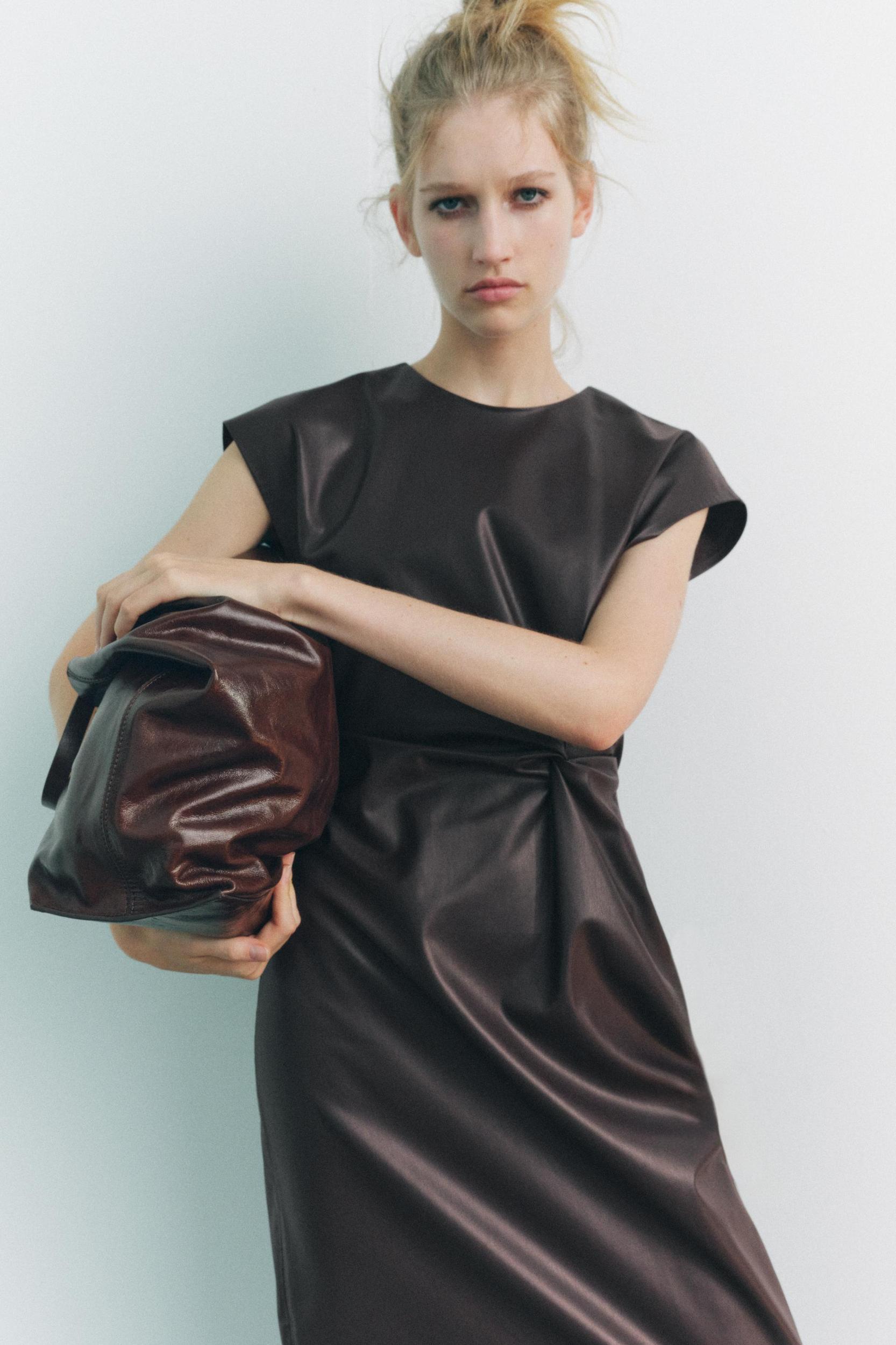 FAUX LEATHER MIDI DRESS Product Image