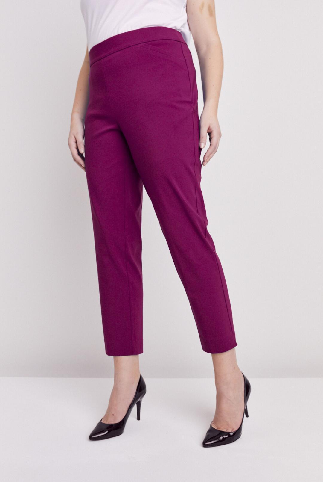Roz & Ali Superstretch Magenta Pull On Ankle Pants Product Image