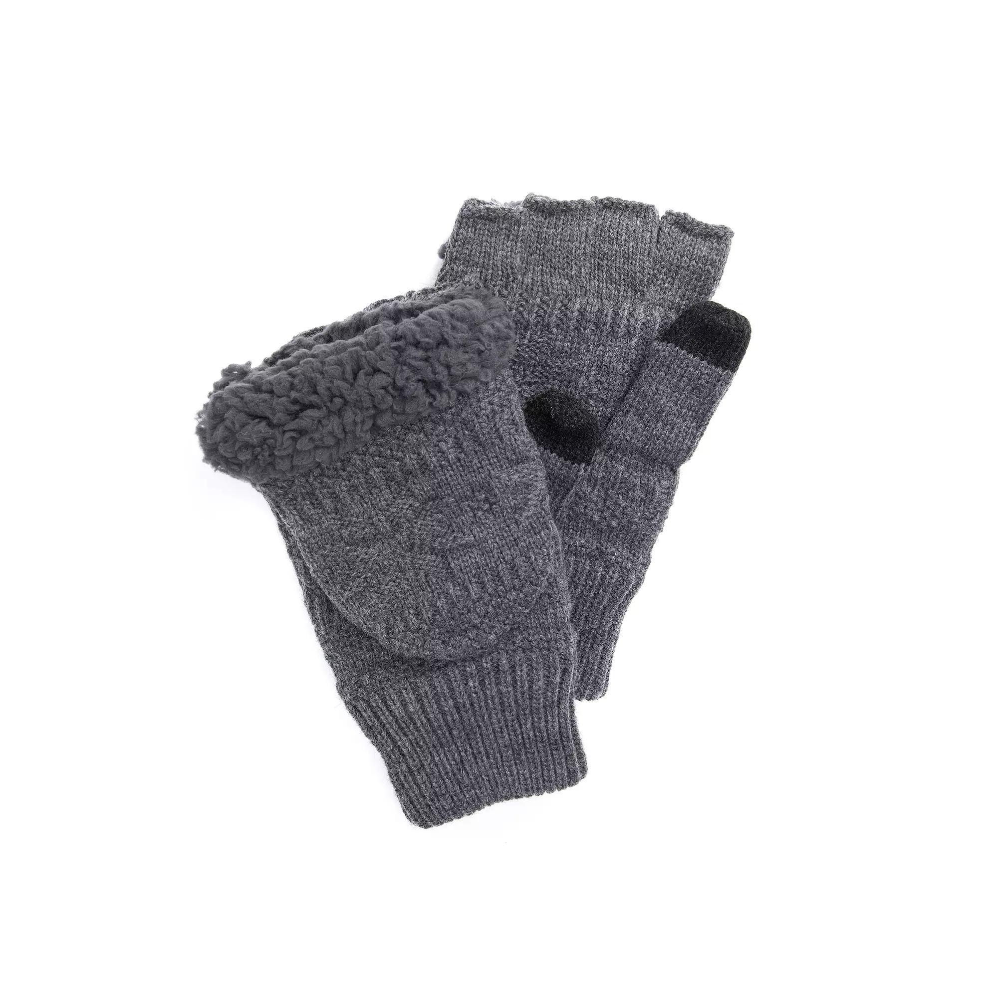 Mens MUK LUKS Fairisle Sherpa-Lined Convertible Flip-Top Mittens Product Image