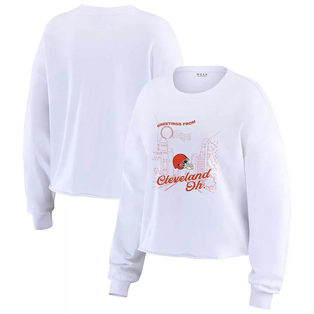 Womens WEAR by Erin Andrews Cleveland Browns Postcard Cropped Long Sleeve Top Product Image