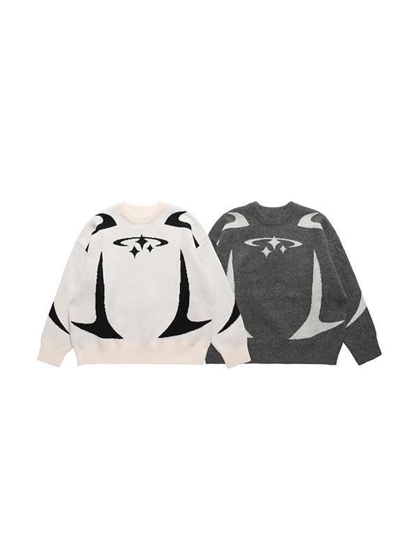 Star Jacquard Baggy Sweater Product Image