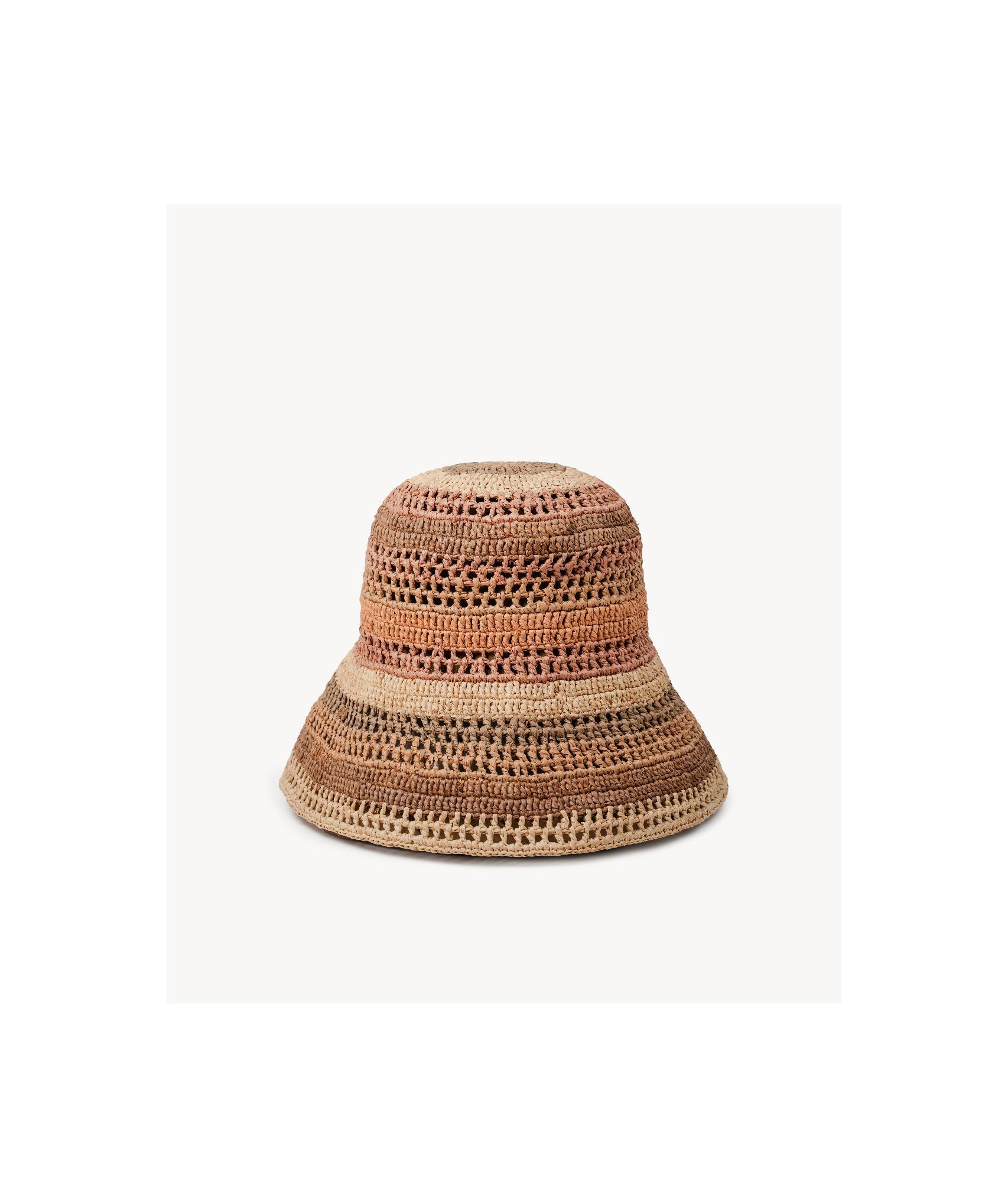 CHLOÉ Sunset Embroidered Striped Raffia Hat In 2ya Multi Beige 1 Product Image