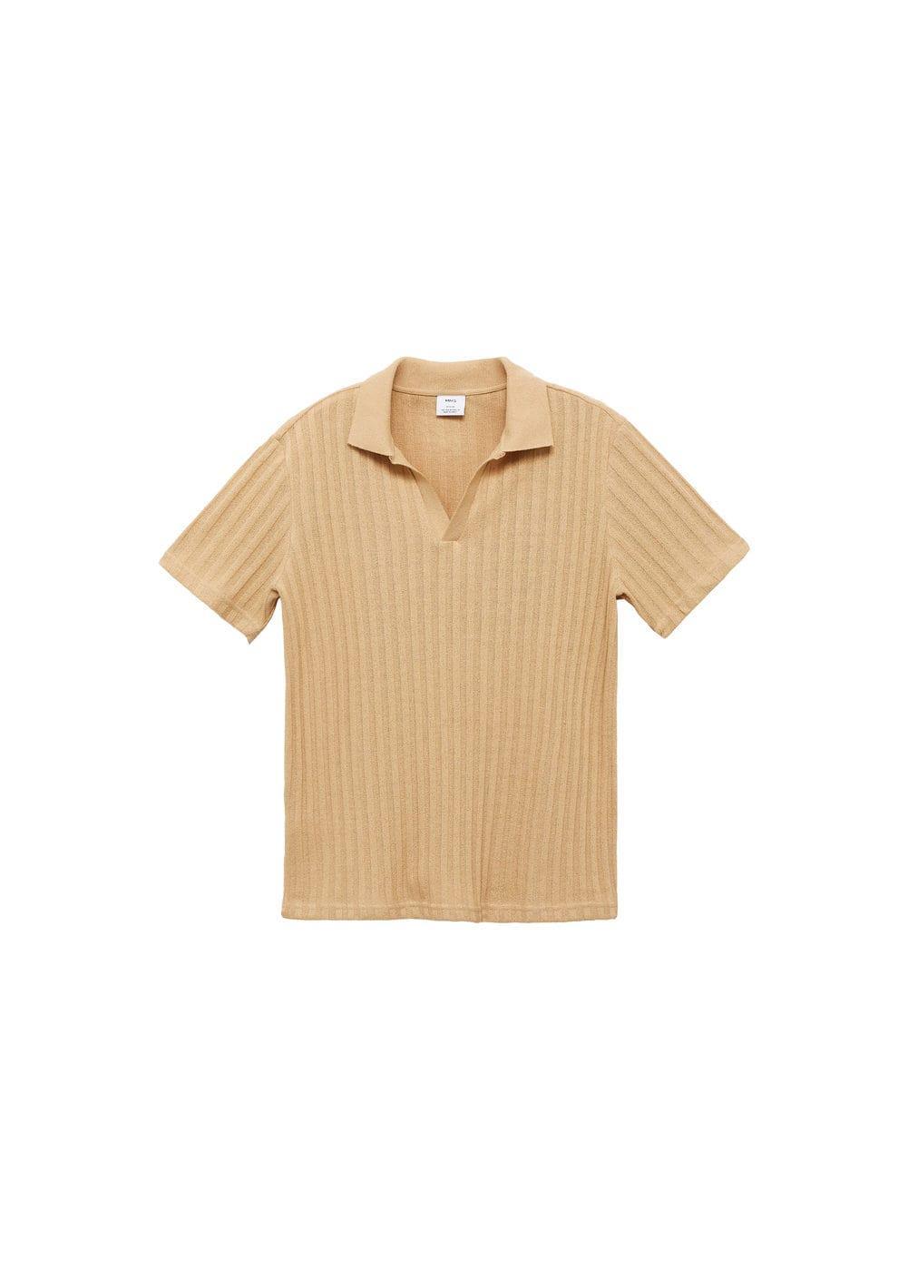 Regular-fit ribbed cotton polo shirt - Men | MANGO USA Product Image