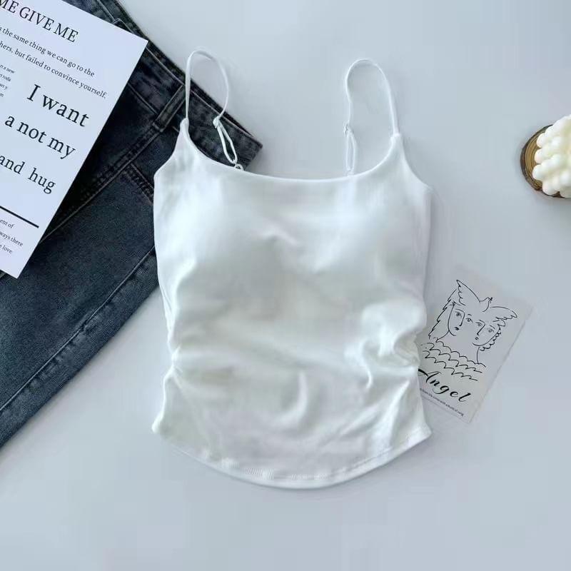 Plain Ruched Padded Cami Top Product Image