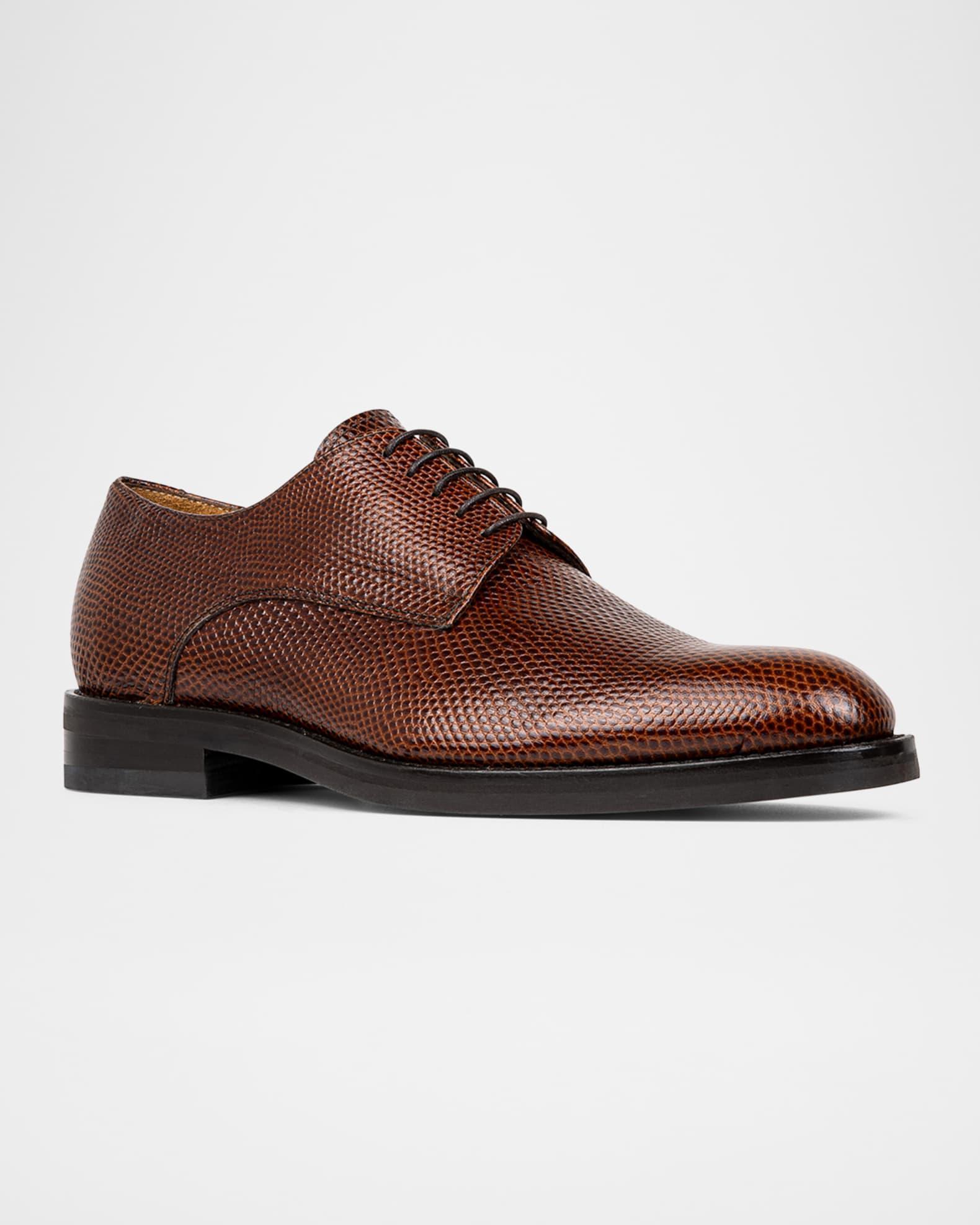 Men's Russell Lizard-Print Leather Derby Shoes Product Image