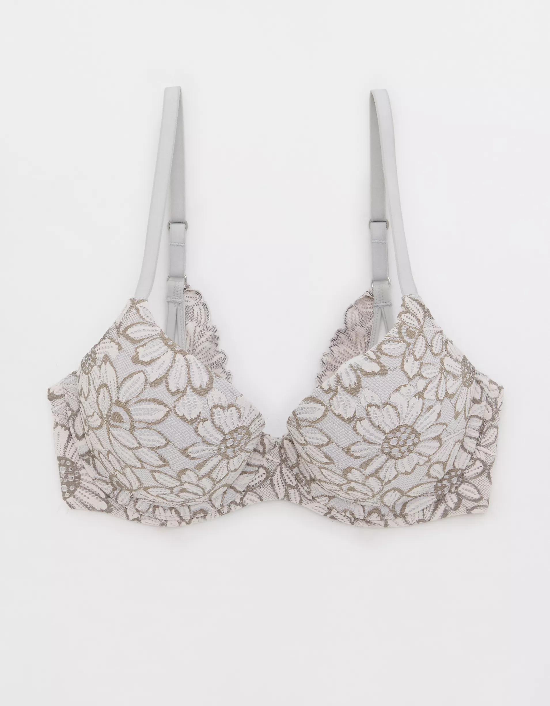 Sunnie Cross Dye Bloom Lace Demi Push Up Bra Product Image