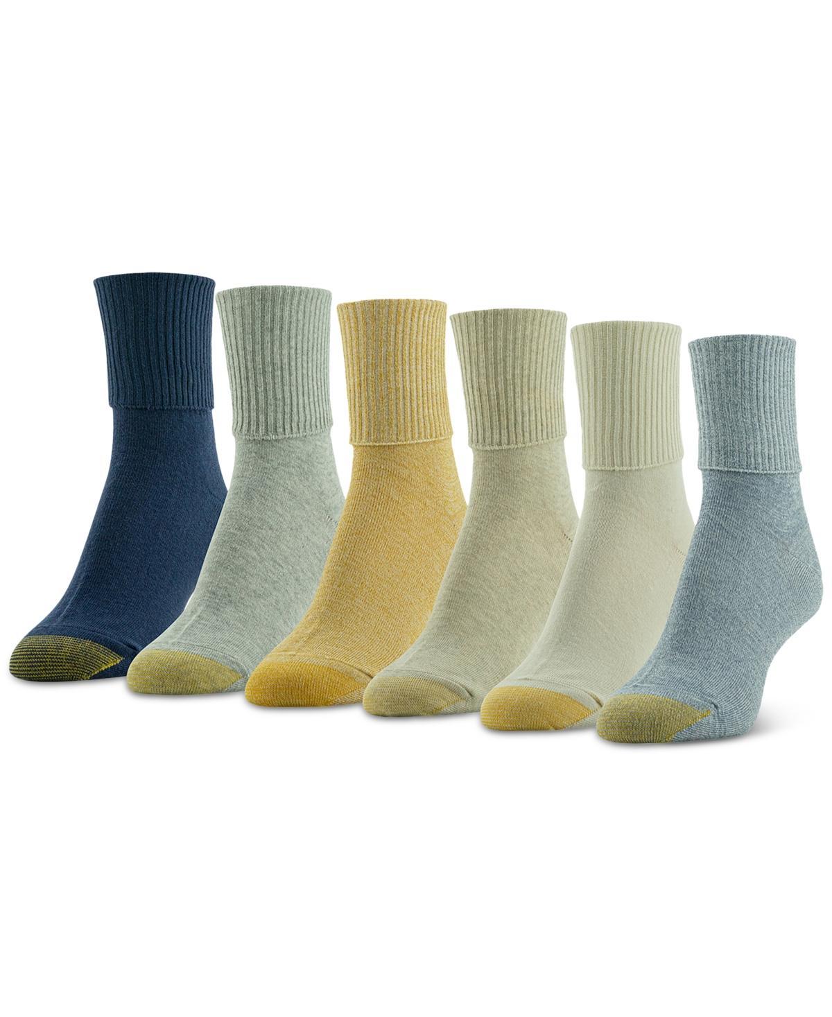 Women's GOLDTOE® 6-pack Turn-Cuff Socks, Size: 9-11, Green Product Image