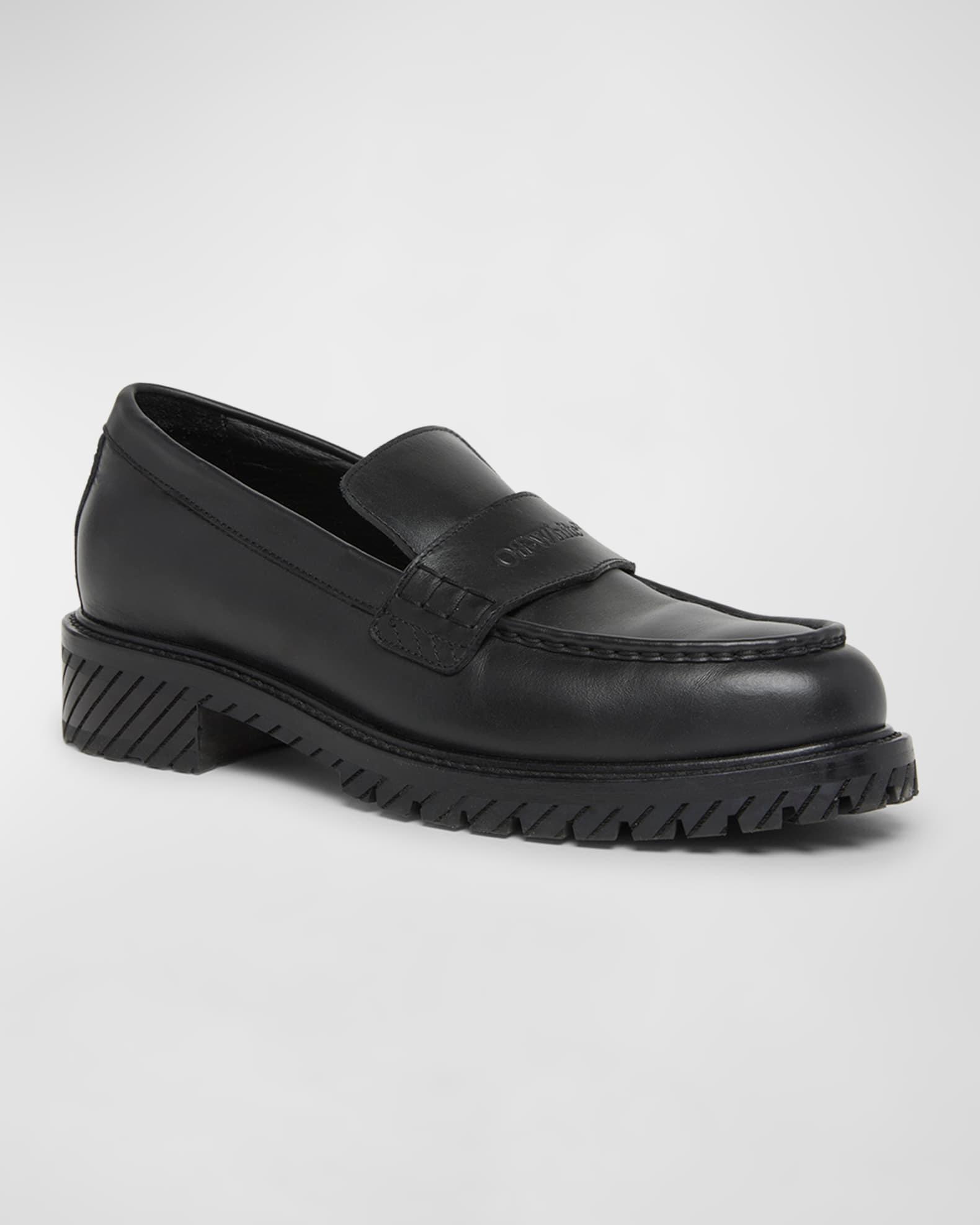 Men's Military Leather Penny Loafers Product Image