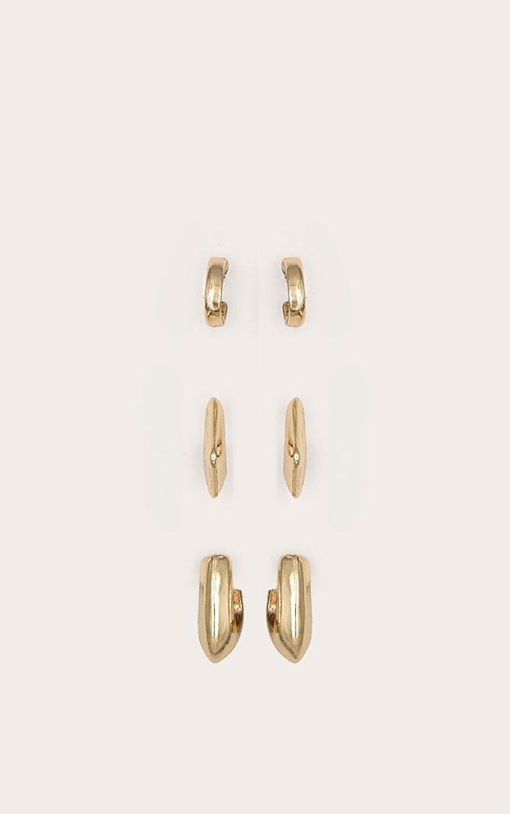 Gold Chunky Square Huggie Multipack Earrings Product Image