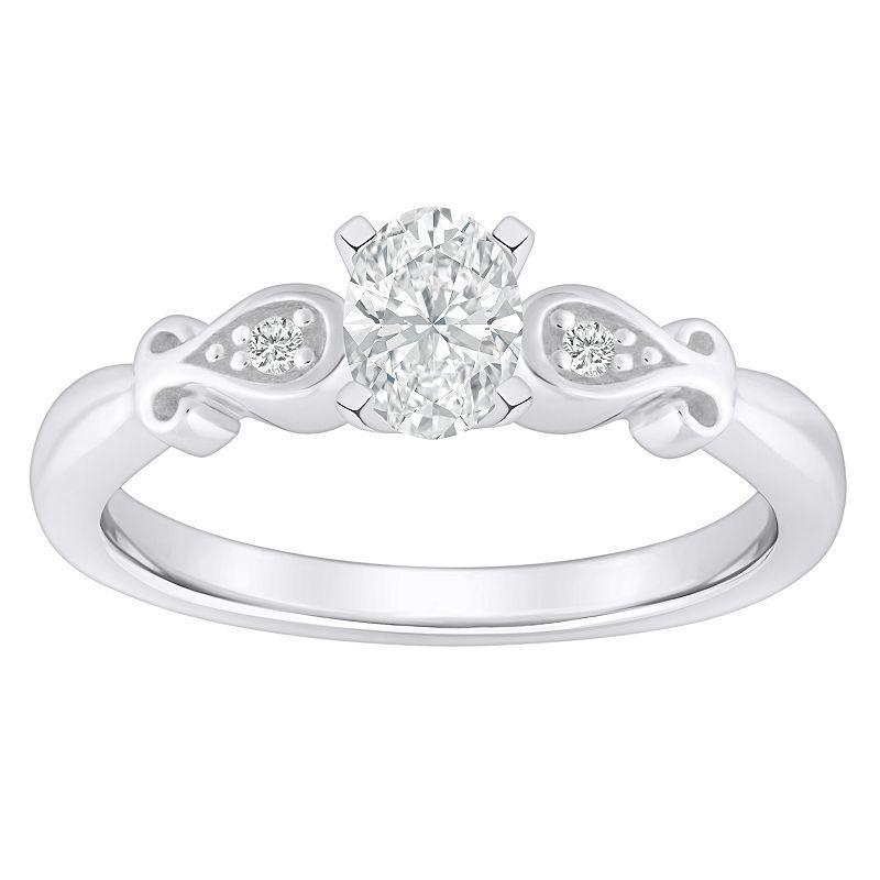 Alyson Layne 14k Gold 1/2 Carat T.W. Diamond Oval Cut Engagement Ring, Womens White Gold Product Image