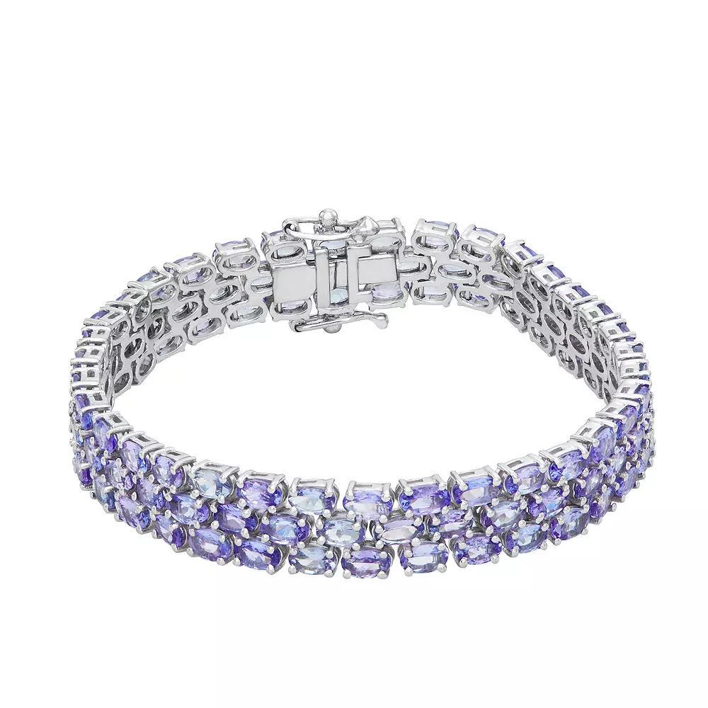 Jewelexcess Sterling Silver Oval Cut Tanzanite Triple Row Bracelet, Women's, Size: 7.5" Product Image