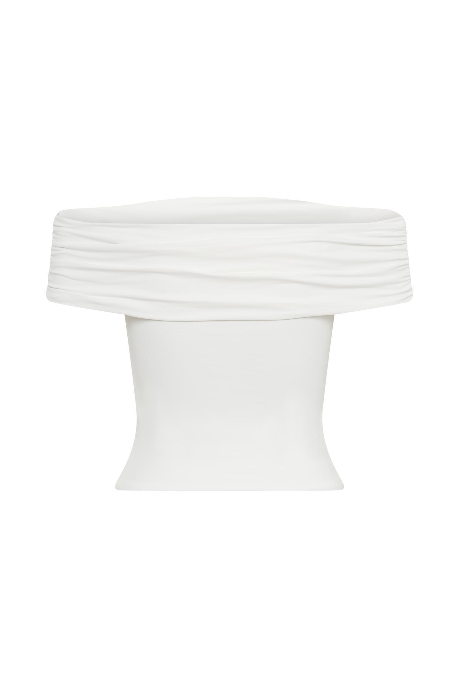 Meena Recycled Nylon Off Shoulder Top - White Product Image