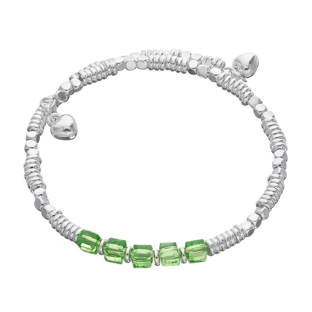 City Luxe Silver Tone Birthstone Beaded Bracelet, Women's, August Product Image