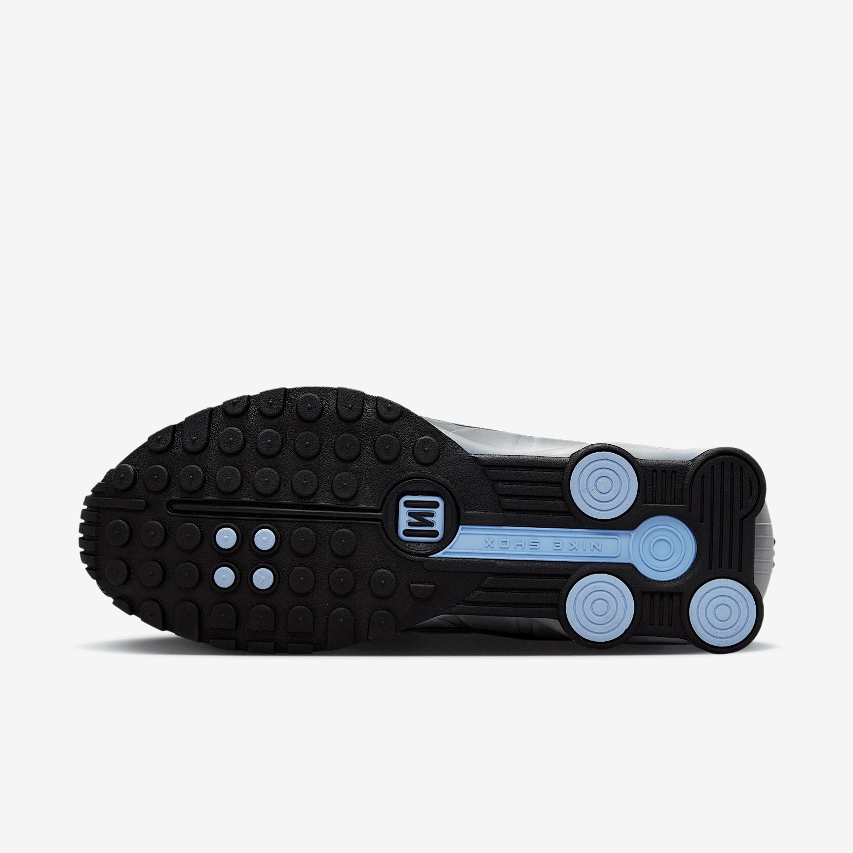 Nike Mens Shox R4 Casual Shoes in Metallic Silver/Black/Psychic Blue Product Image