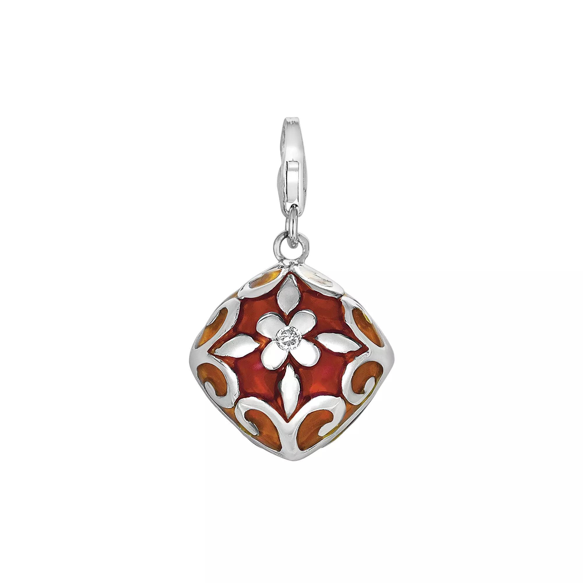 Sterling Silver White Topaz Flower Charm, Women's Product Image