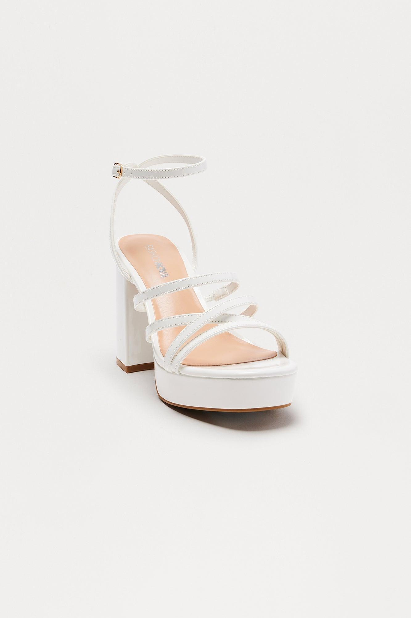 Being Pretty Platform Heeled Sandals - White Product Image