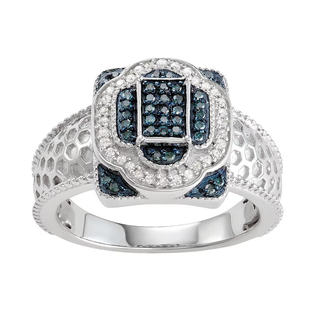 Jewelexcess Sterling Silver 1/4 C.T. Blue & White Diamond Layering Ring, Women's, Size: 8, Silvertone Product Image