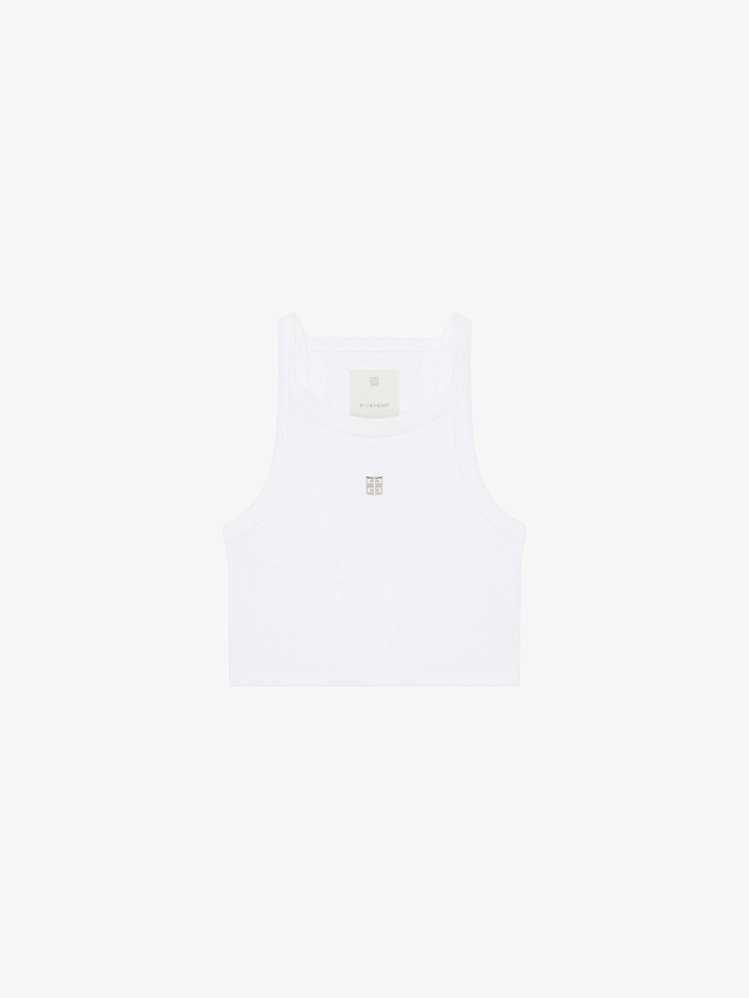 Cropped tank top in cotton with 4G detail Product Image