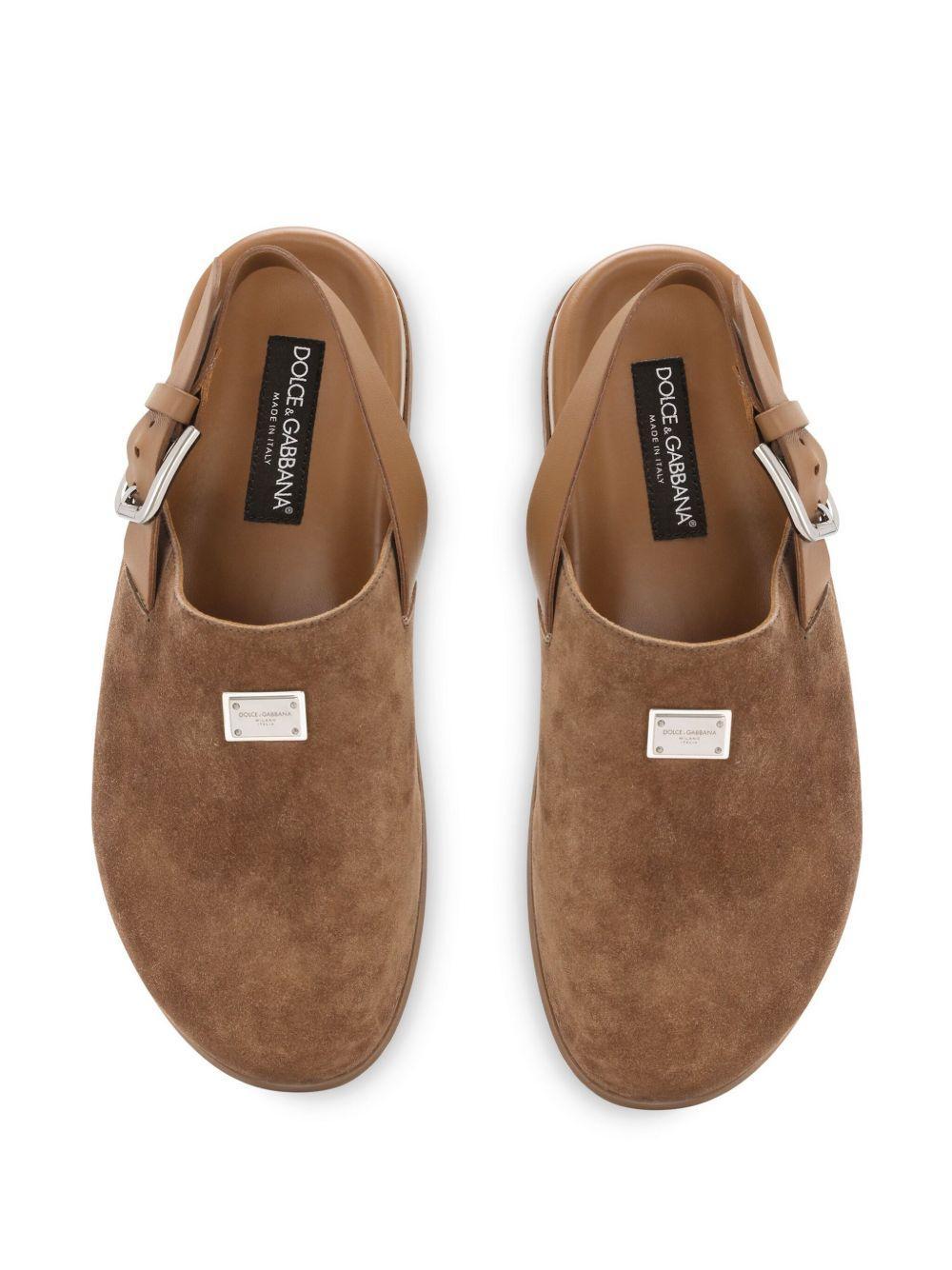 logo-plaque suede mules Product Image