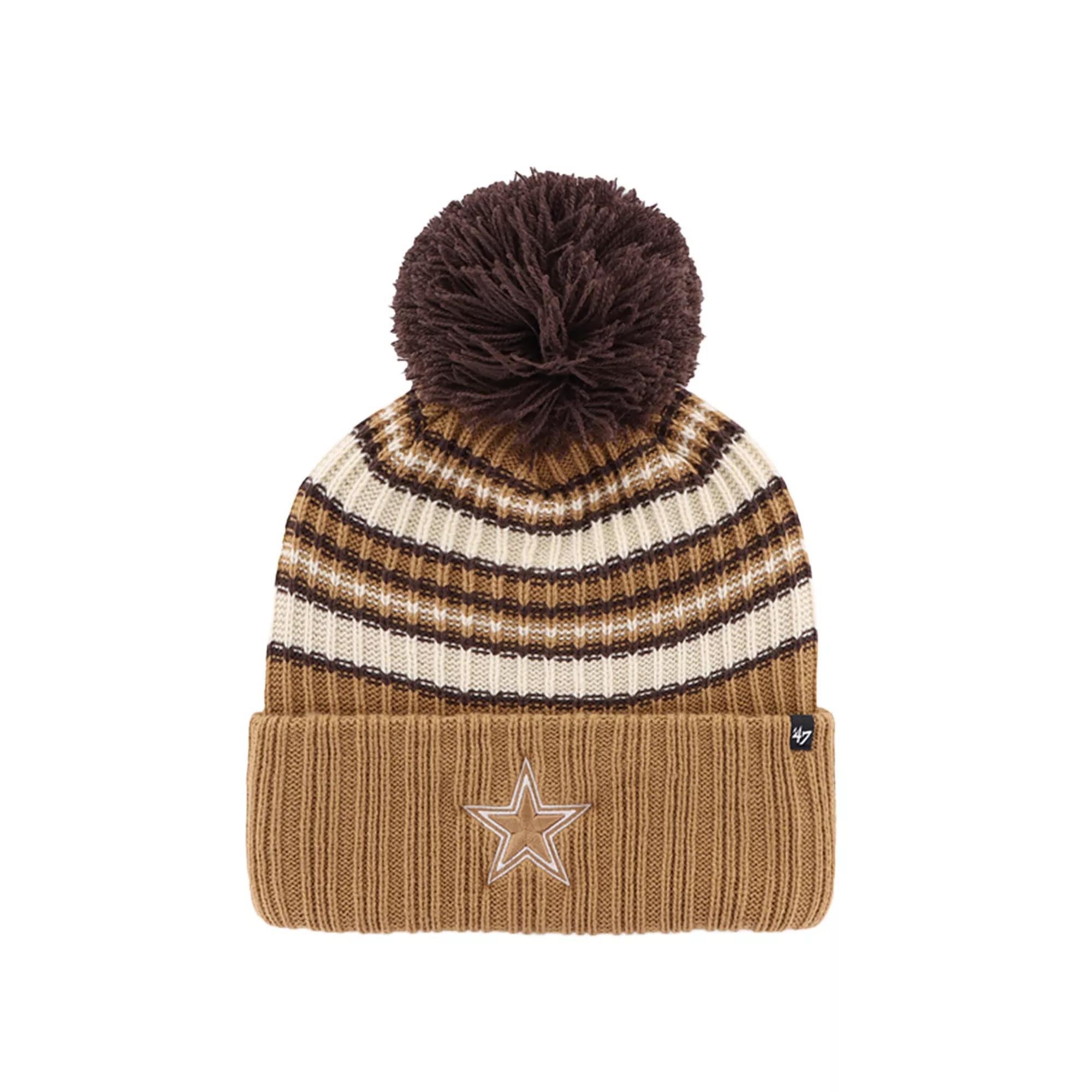 Women's '47 Brown Dallas Cowboys Espresso Cuffed Knit Hat with Pom Product Image