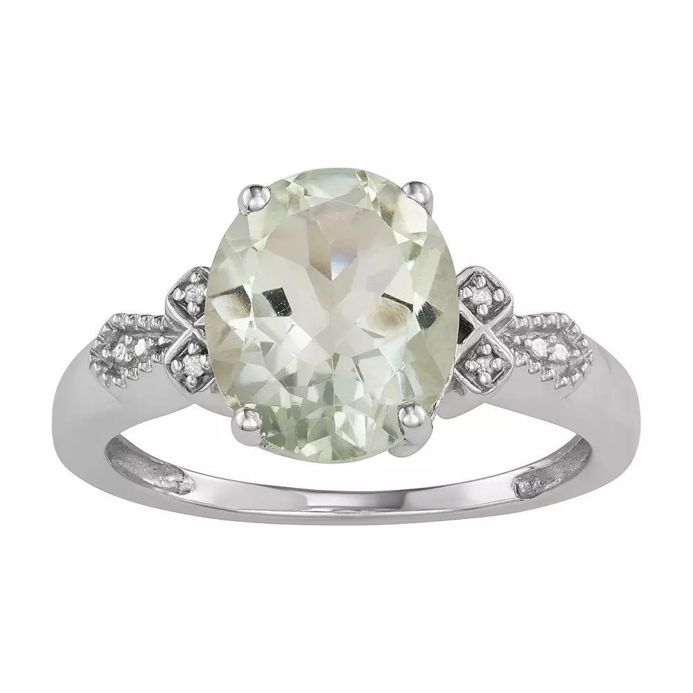 Jewelexcess Sterling Silver Green Quartz & Diamond Accent Ring, Women's, Size: 8 Product Image